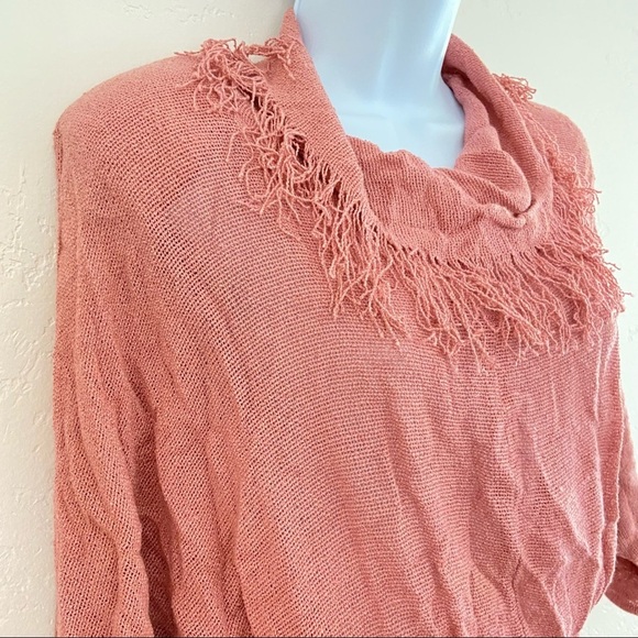 FINAL SALE!! FAYE California Vintage 80s Cowl-neck Linen Weave Fringe P/S - Picture 4 of 6